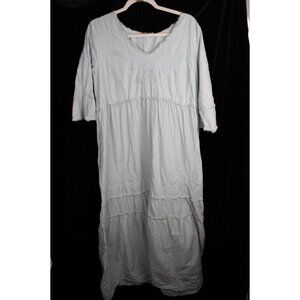 Soft Surroundings Baby Blue Quarter Sleeve Maxi Dress w/Pockets Size XL